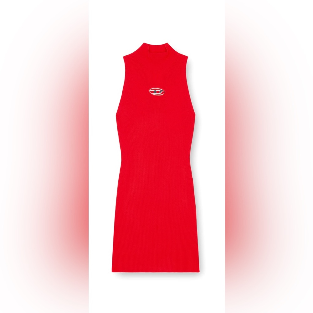 Red Sleeveless Dress with Logo
